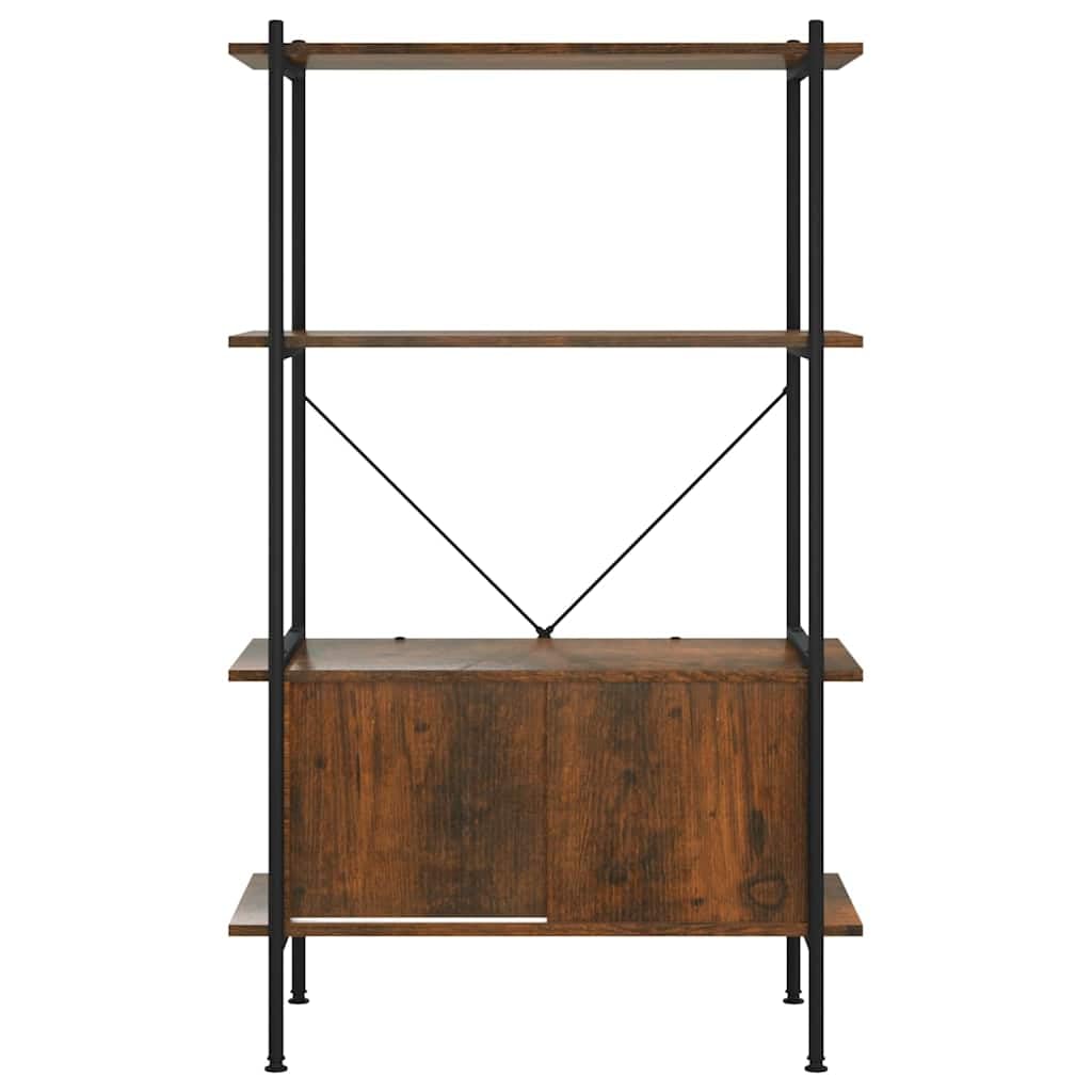 Scaffale con 4 ripiani e armadietto, 80 x 40 x 130 cm, in acciaio, legno, per soggiorno, ufficio, cameretta dei bambini, corridoio