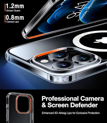 TORRAS Magnetic Compatible with iPhone 13 Pro Max Case, [Military Grade Drop Tested] [Compatible with MagSafe] Shockproof Hard Soft Slim Protective Case, Clear — view 6
