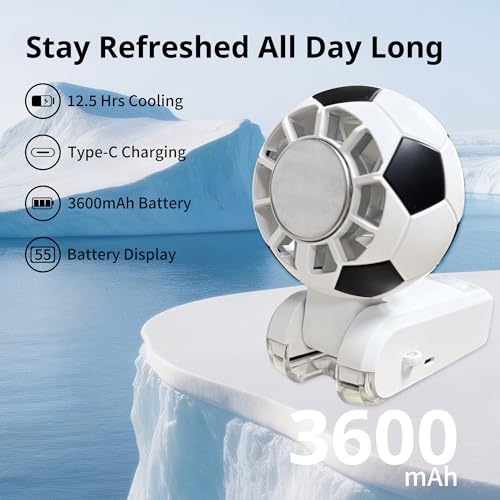 Aprilmin Portable Handheld Turbo Fan with Ice Cooling,rechargeable soccer fan,Powerful 5 S - image 2