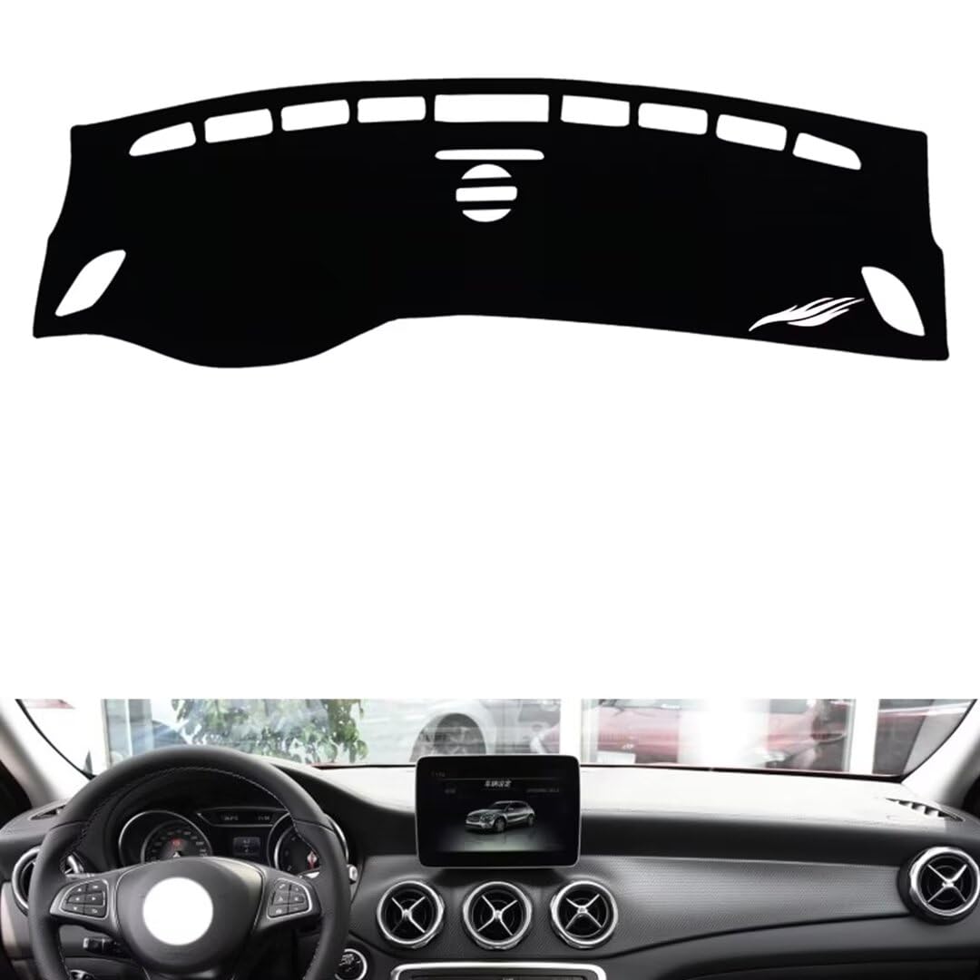 Leder auto armaturenbrett abdeckung kompatibel mit Mercedes GLA 2015-2019,auto armaturenbrett matte(Black gray)