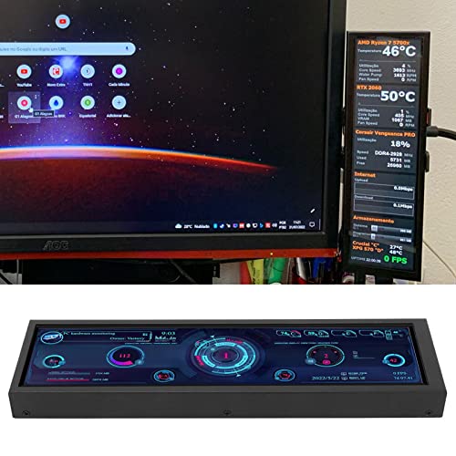 Image of Dpofirs 8.8 Inch CPU Hardware Temperature Monitor External Expansion Display, PC Temp Monitor 1920x480 60Hz for AIDA64 PC Sensor Panel Display CPU GPU SSD Data Temperature Monitor, 8.8 inch Black