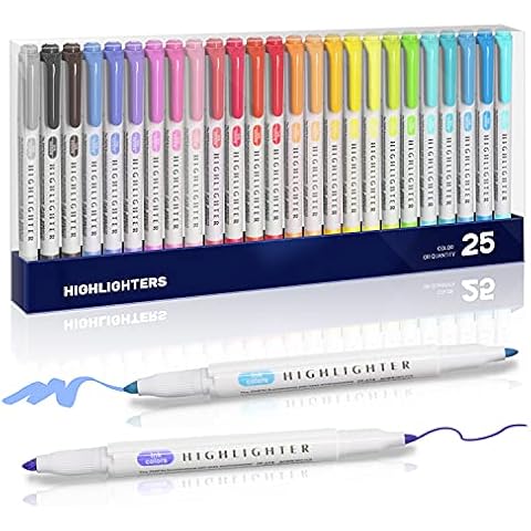 EooUooIP Subrayadores, Subrayadores Pastel de Doble Punta de 25 Colores, Punta de Cincel Cover