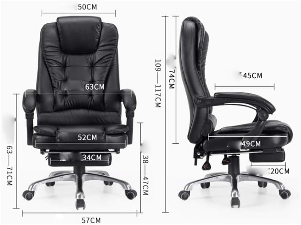 Silla ejecutiva ergonómica de Oficina con Estructura de aleación de Aluminio, Respaldo reclinable, Altura Ajustable, cojín de Esponja de Alta Densidad y Base giratoria. Cómoda