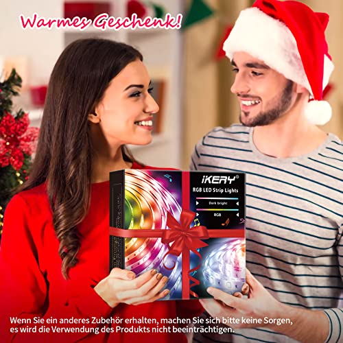 IKERY LED Strip 20m RGB Amb. Lightstrip Farbwechsel mit 16 Mio. Farben LED-Lichtband Sync mit Musik, mit Fernbedienung App-Steuerung, LED Streifen für Innenbereich Schlafzimmer Deko (1 Walze 20M) – Bild 7