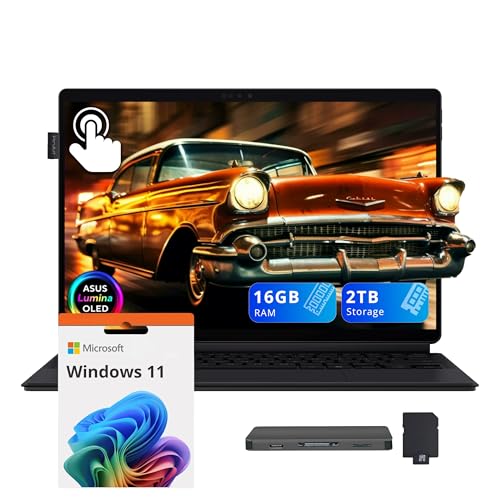 ASUS ProArt 13' OLED 3K Detachable Laptop, Snapdragon X Plus X1P-42-100, 16GB LPDDR5X, 2TB Storage (1TB SSD+1TB Docking Station), Adreno Graphics, Backlit Keyboard, Wi-Fi 7, Win 11 Pro, Black
