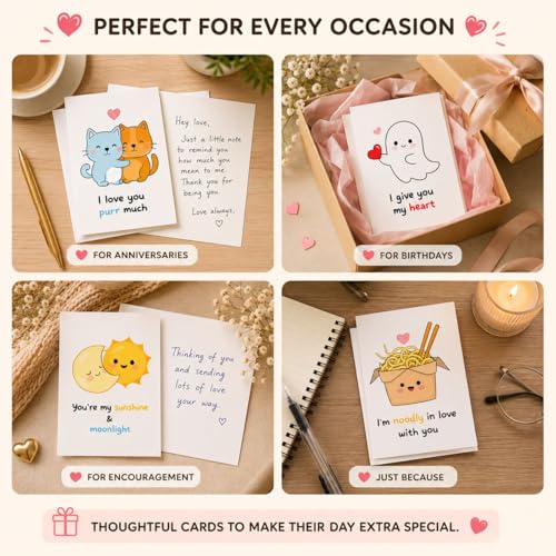 Image of Pack of 12 | Cute Illustrated Notecards with White Envelopes | 4x3 Inch | Blank Greeting Cards