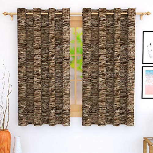 Image of Story@Home Bloom Collection Room Darkening Window Curtains 5 feet Long for Living Room, Bedroom, Kids Room - Chocolate Brown