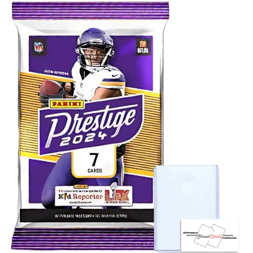 2024 Panini Prestige Football NFL Mega Box Pack with 7 Trading Cards + Toploader + STREETCARDS Magnet!