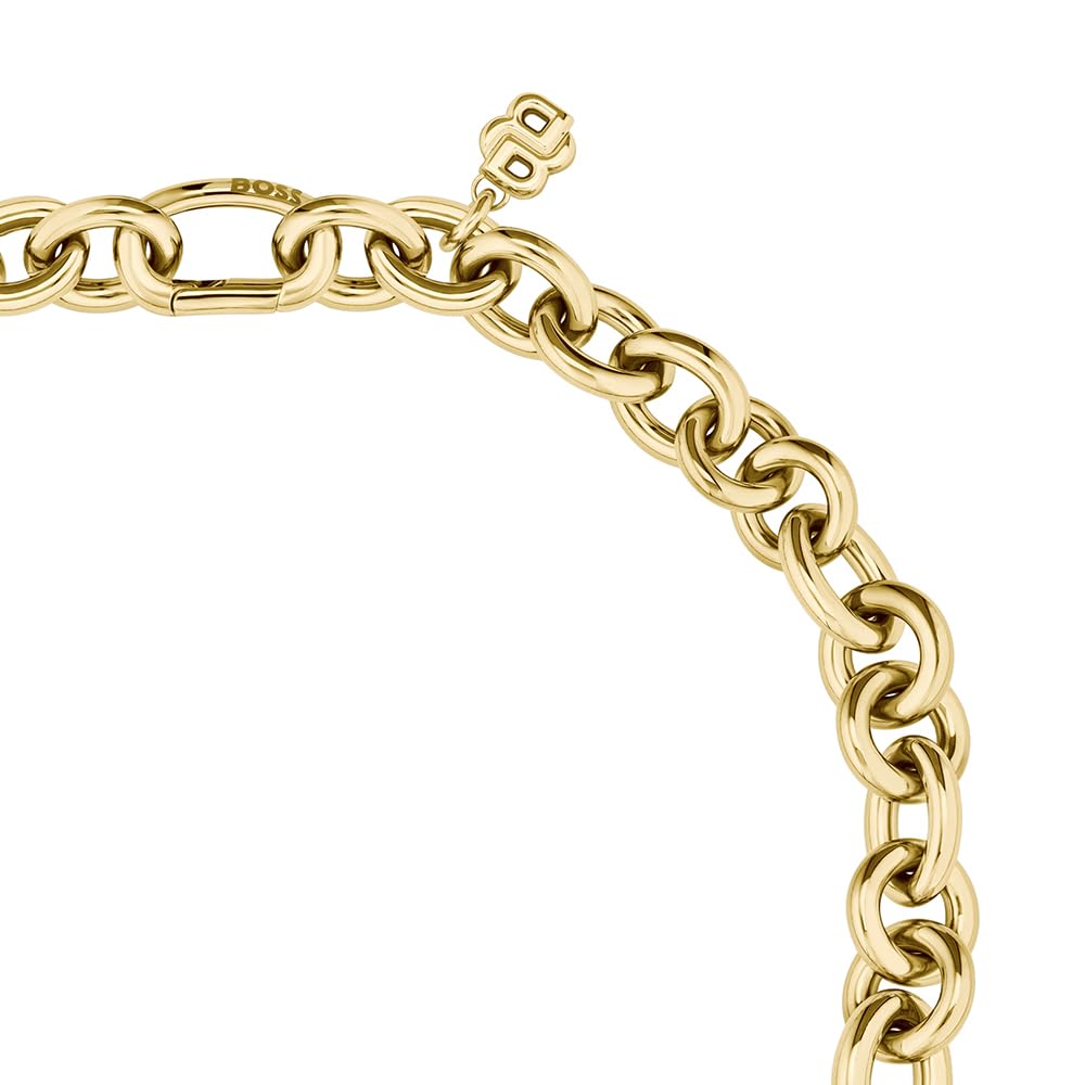 BOSS Jewelry Collier, Bracelet en Chaîne ou Boucles d’Oreilles Créoles pour Femme Collection LIVE STATEMENT en Acier Inoxydable avec Placage Or Jaune