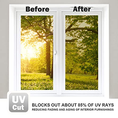 WPCTEV Window Film One Way Mirror Film Daytime Privacy Static Non-Adhesive Decorative Heat Control Anti UV Window Tint for Home and Office Gold Silver 6 Mil 17.5 Inch x 6.5 Feet