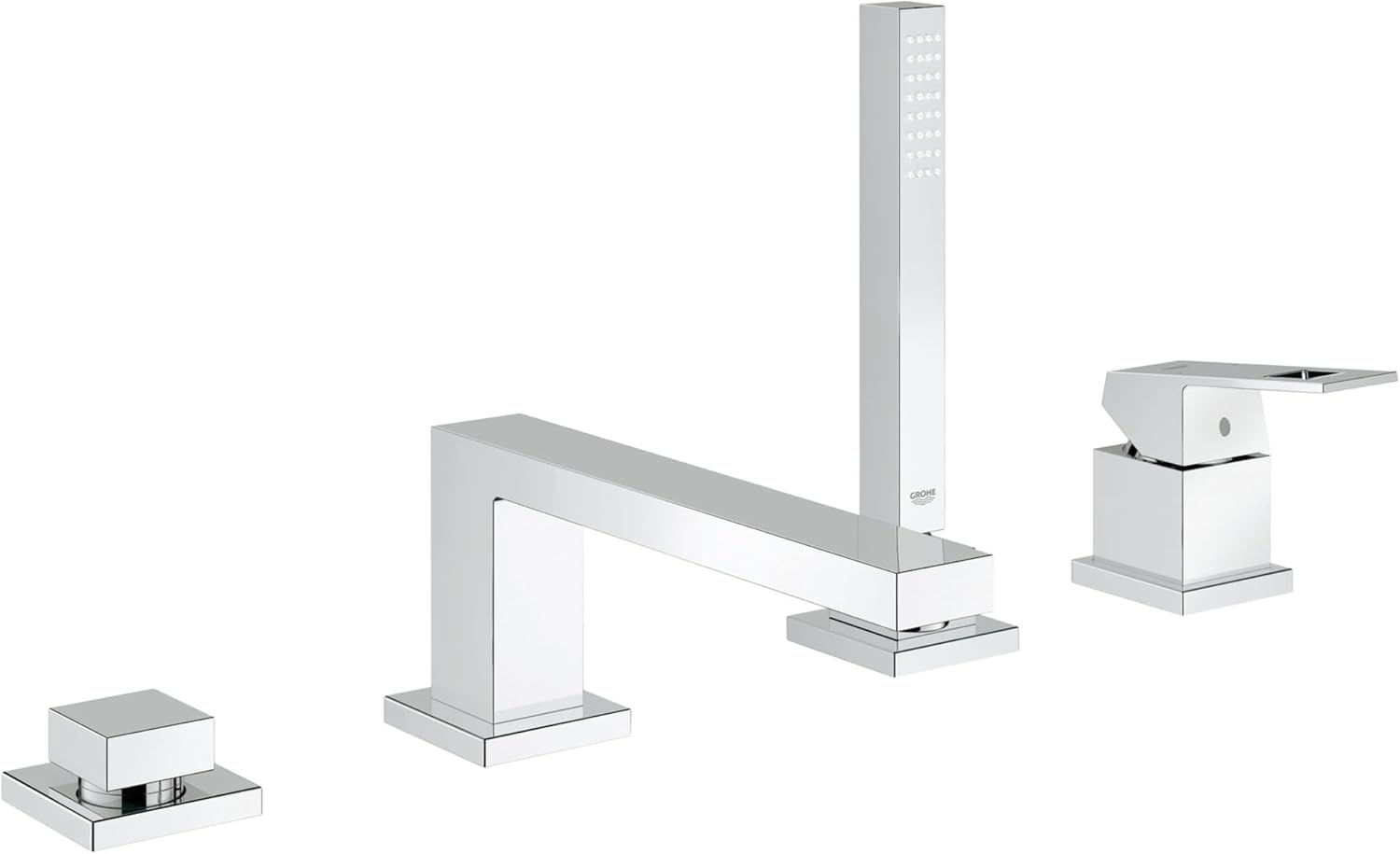 Grohe 19897001 Eurocube 4-Hole Single-Handle Deck Mount Roman Tub Faucet in Starlight Chrome
