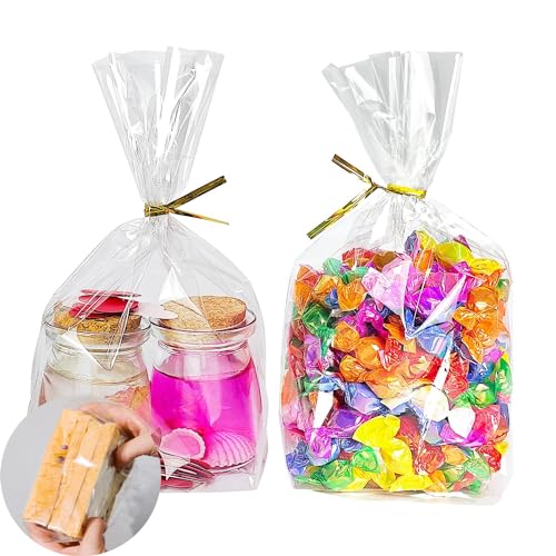 100 Stück Cellophantüten mit Boden,15x25cm Cellophantüten...