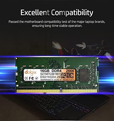 Image of Dolgix 16GB DDR4 3200MHz Laptop /Notebook RAM (Memory) SO-DIMM | PC4-25600 | Pin-260 | 1Rx8 Single Rank | CL-22 | 3 Year Warranty (Made in India)