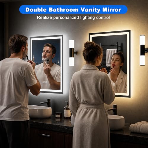 Miroir de salle de bain DEL à intensité variable et double rétroéclairage