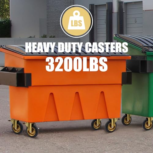 Image of WBD WEIBIDA 8 in Heavy Duty Plate Casters Set of 4, 3200 Lbs Industrial Rubber Wheels for Cart Furniture and Workbench,Outdoor Castors Dual Locking Replacement (4 Brakes, Free Spanner)