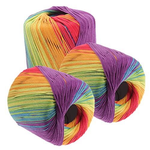 HAPINARY 3 Rollos tejer crochet hilo de algodon confortable hilo de lana de tejer teñido pastel de hilo lana para crochet Rosario tricotin hilo de tejer cómodo hilo de tejer bufanda algodón