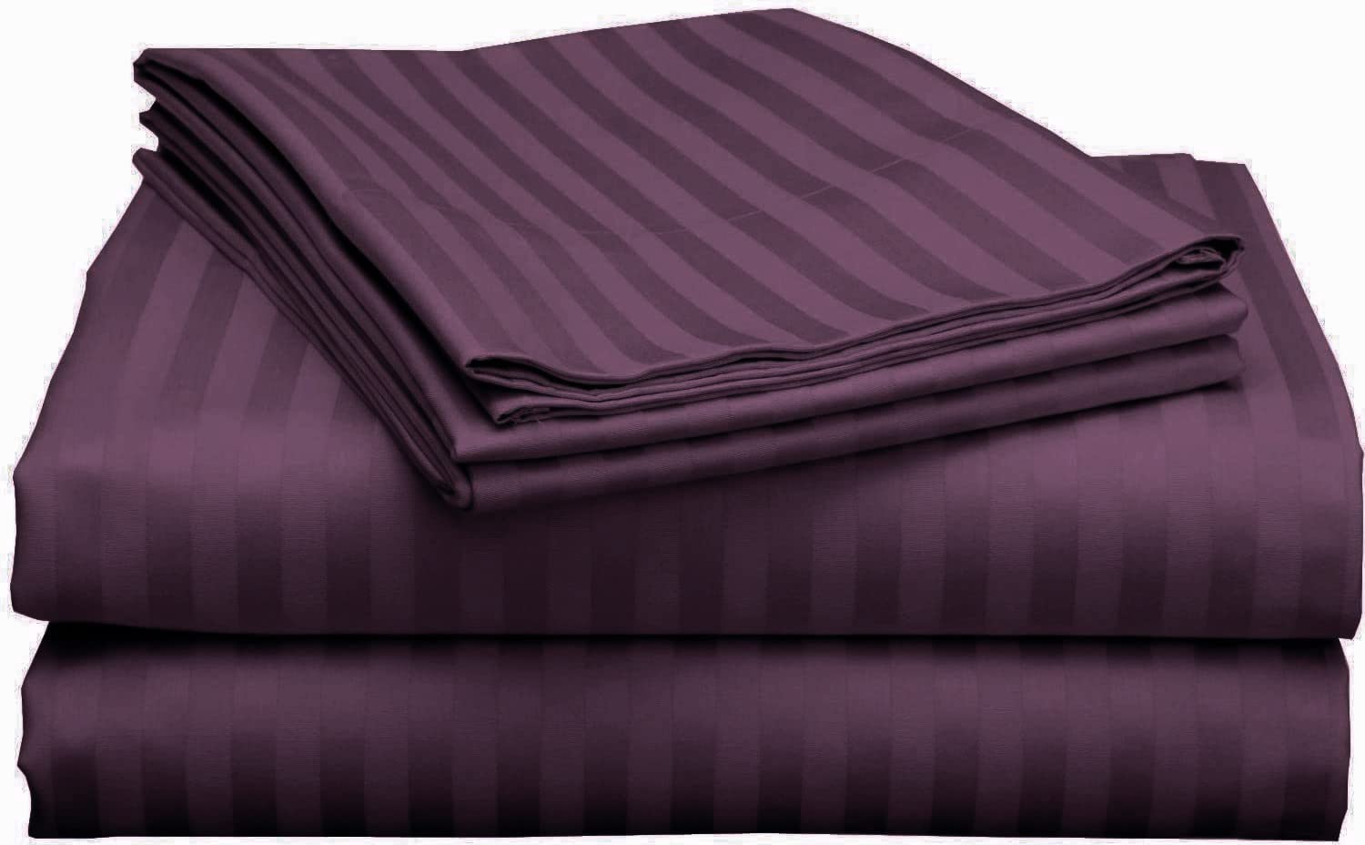 LUXURIOUS BEDDING Double Size Stripes Sheet Set - 4 Piece - Long Staple Egyptian Cotton 800 Thread Count Sateen Weave 35 Cm Deep Soft Wrinkle & Fade Resistant - Ruby Wine