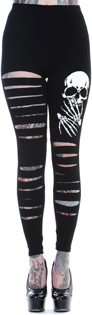 Zombie Slasher Leggings Skull Bones Gothic Emo (X-Large)