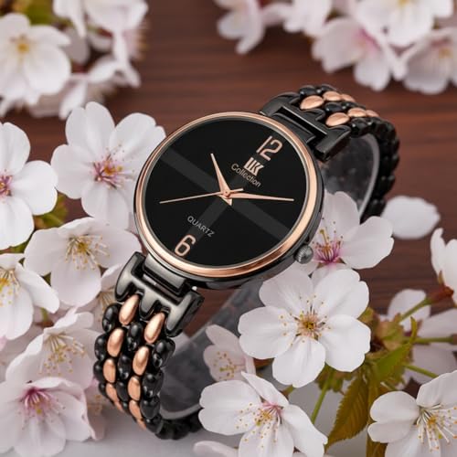 Image of IIK COLLECTION Watch for Women Round Dial |Analogue Quartz Movemnet Ladies Watch|Long Battery Life|Stainless Steel Adjustable Bracelet Chain Strap|Fancy Clasp Safety Watch for Woman