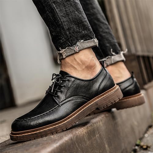 Mens Fashion Formal Retro Oxford Shoes Modern Comfort Slip-on Lace Up Sewing Oxford Sneakers Classic Casual British All-Match Driving Dress Loafer Shoes4