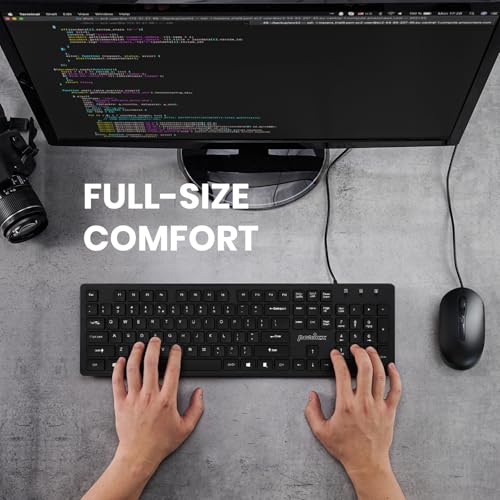 Image of Perixx PERIDUO-117P, Wired Standard PS2 Keyboard and Mouse Combo - Full-Size Layout - Bundle with 3 Button Optical Mouse - 5.9 ft Cable - Black