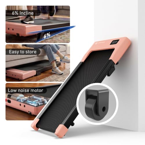 Image of DeerRun Walking Pad with 6% Incline, 3 in 1 Under Desk Treadmill for Home Office & Small Spaces, 2.5HP Quiet Walking Pad Treadmill with 300lb Capacity, 0.6-3.8MPH, App & Remote Control