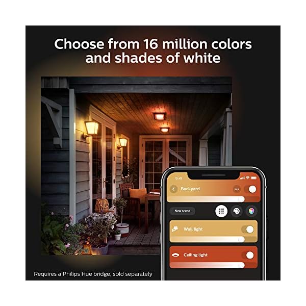 Philips Hue Econic Smart Outdoor Wandlaterne, Weiß & Farbe, unten (Hue Hub erforderlich, Smart Light Kompatibel mit Alexa, Apple Homekit & Google Assistant) – Bild 5