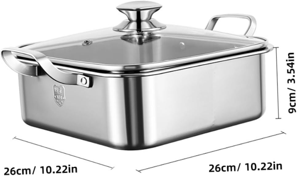 Ciieeo Dual-Sided Hot Pot with Lid 304 Stainless Steel Divided Hot Pot Multi-Functional for Induction Cooking for Family Gatherings and Parties