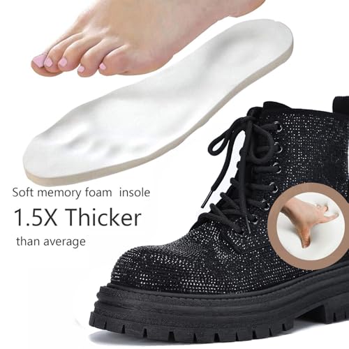 Women's Sparkly Rhinestone Chunky Platform Dress Boots Comfortable Round Toe Soft Sole Non-slip Goth Punk Short Boots with Side Zipper for Causal Walking Party2