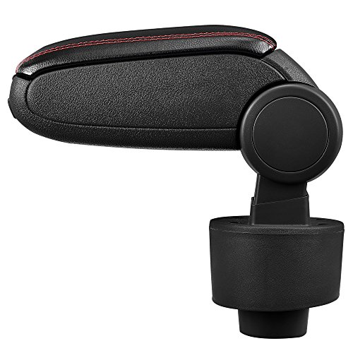 LP Trade Accoudoir Central pour Ibiza 4 IV 6J | Accessoire Console de Rangement et Repose-bras avec Compartiment Organiseur | Pièce Détachée d'Intérieur de Voiture | Simili Cuir Noir - Couture Rouge