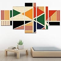 SIGNWIN 5 Panel Canvas Wall Art Modern Art Contemporary Dramatic Geometric Mixed Media Multicolor Patterns for Home Decorations Ready to Hang - 60