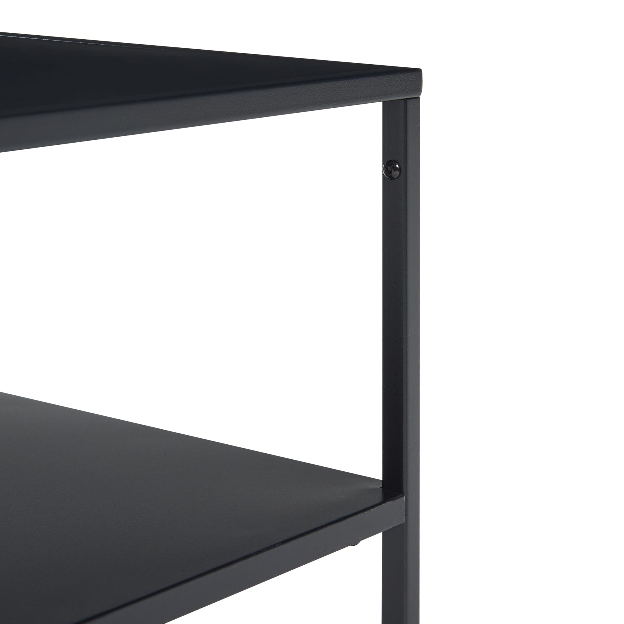 [en.casa] Mesa de Centro Solund Cuadrada con 1 Estante Diseño Industrial Mesa Baja para Salón Sala de Espera Oficina Limpieza Fácil Acero 60 x 60 x 45cm - Negro Mate