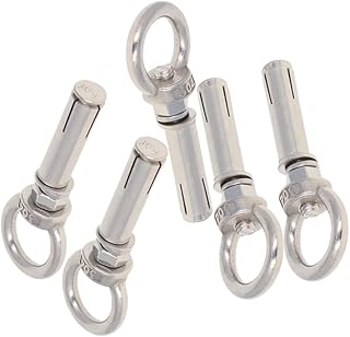 Juvielich 5PCS Expansion Bolts Expansion Eyebolt Eye Nut Screw with Ring Bolt Fastener Heavy Duty Stainless Steel for Concrete Wall Brick M6x50mm