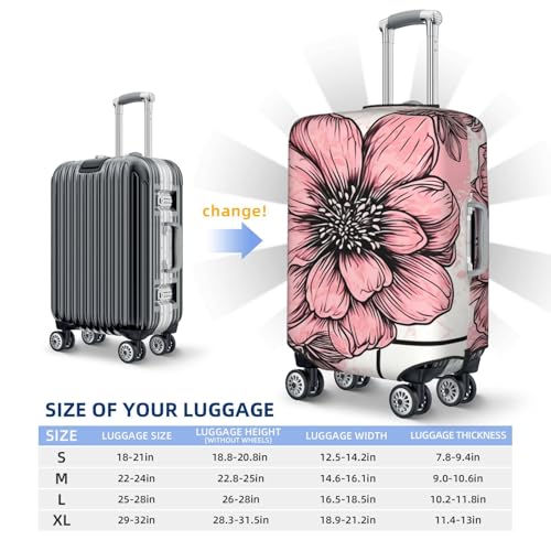 Travel Luggage Cover Dahlia Flower Doodle Suitcase Protector Elastic Washable Stretch Suitcase Protector Anti-Scratch Travel Suitcase Cover Fit 18-32 Inch Luggage2