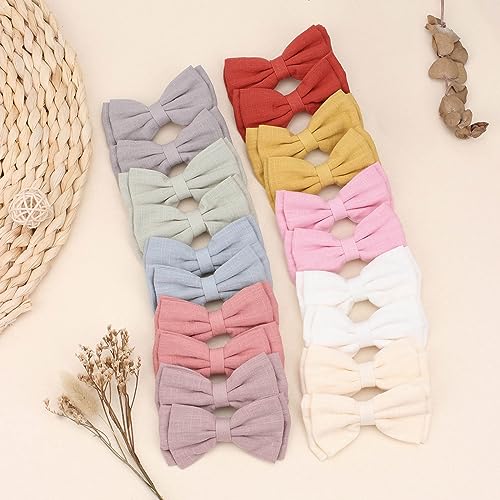 Oaoleer 20Pcs 3.5Inch Hair Bows Clips For Baby Girls, Neutral Linen Pigtail Bows Double Bun Ponytail Bow Hair Barrettes Accessories For Babies Infant Toddlers Kids In Pairs  thumb #5