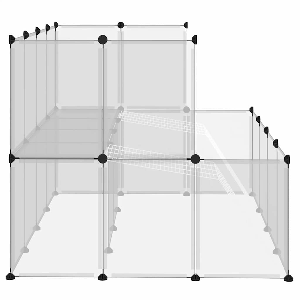 Jaula transparente para animales pequeños, 143 x 107 x 93 cm, de polipropileno y acero, con 2 niveles, 24 paneles, antideslizante, resistente a la intemperie, para conejos, cobayas, jaula