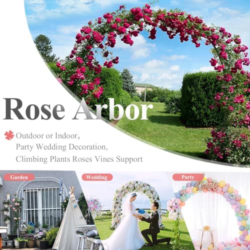 Arco de jardín blanco ajustable de metal resistente para eventos de interior 6