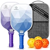 Pickleball Paddles, USAPA Approved Pickleball Racket Set of 2, Light Pickle Ball Paddle Set with Ergonomic Cushion Grip, Lightweight Carry Bag, 4 Outdoor Indoor Balls(Crystal B&P)