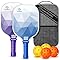 Pickleball Paddles, USAPA Approved Pickleball Racket Set of 2, Light Pickle Ball Paddle Set with Ergonomic Cushion Grip, Lightweight Carry Bag, 4 Outdoor Indoor Balls(Crystal B&P)