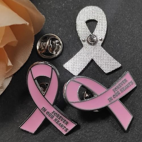 Image of 20 Pcs Funeral Ribbon Awareness Pins Memorial Lapel Brooches Forever In Our Hearts For Mourning Event