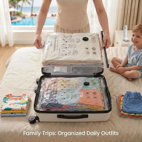 Yobobo Vacuum Seal Bags for Clothing: 80% Compression with Rechargeable Pump - Holds 6 Sum - image 4