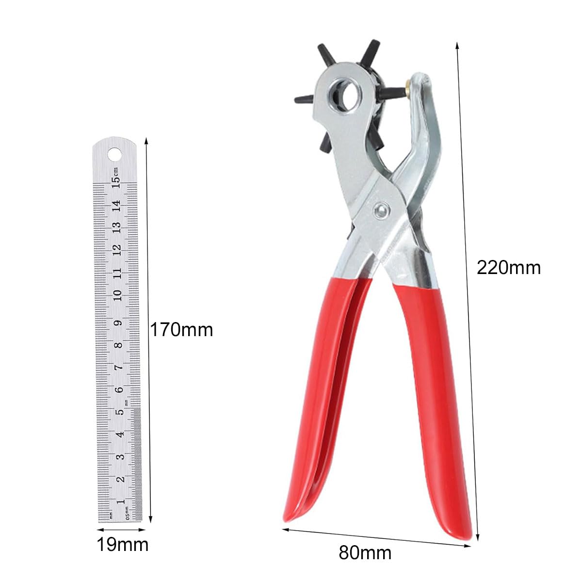 Pinza Perforatrice Per Pelle 2-4,5 Mm – Set Con Righello E Distanziatori, In Acciaio Al Manganese, Per Cinture E Borse