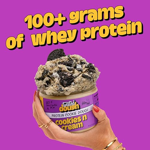 Image of Twisted Dough Protein Cookie Dough, Cookies and Cream Flavor, 2 Pack, 100g Protein, Healthy Snacks, Gluten Free Edible Cookie Snack, High Protein Low Carb & Low Sugar Dessert for Kids & Adults, Keto Friendly