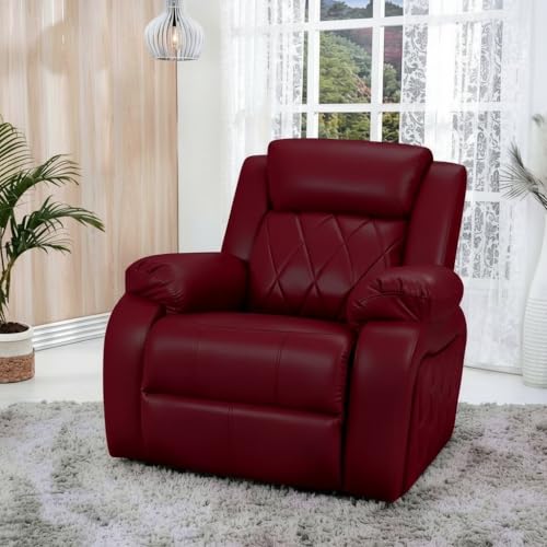 Image of Solis Royale 1 Seater Recliner Sofa Chair | Motorized Recliner Lounge Sofa Chairs for Relaxing | Comfortable Cushioned | Living Room, Bedroom, Office (Relaxyard - Charry, Relaxyard - Leatherette)