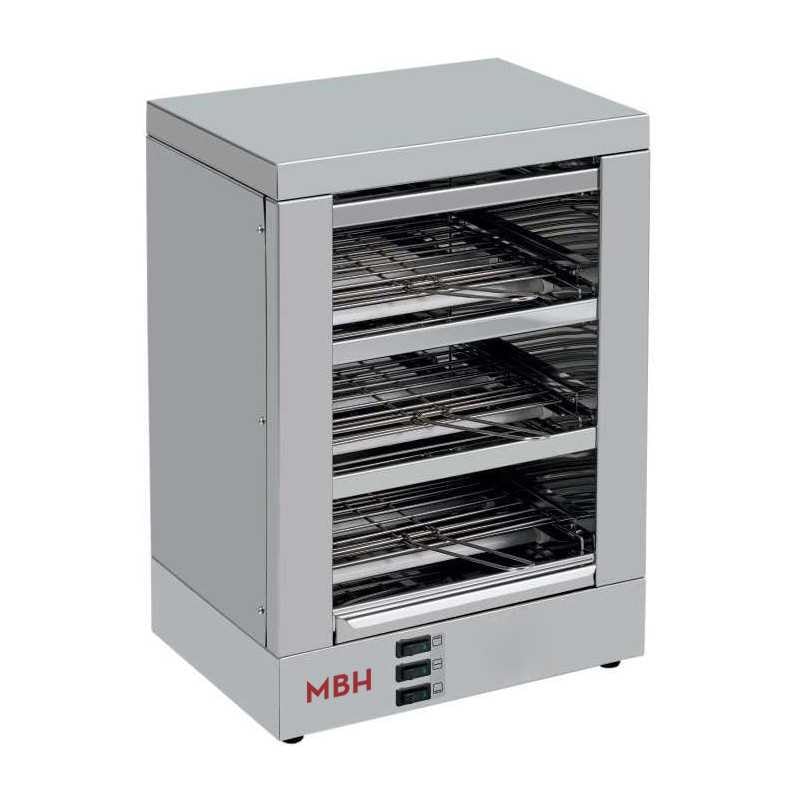 MBH - Tostadora profesional 3 pisos INOX eléctrica sin temporizador para HOSTELERÍA. Horno tostador de pan industrial para bar y restaurante.
