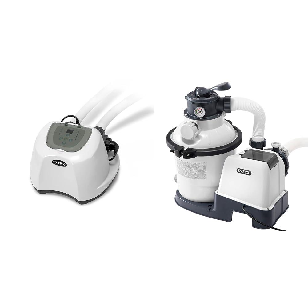 INTEX Clorador salino, clorador salino para Piscinas, 5 Gramos/Hora, Piscinas Desmontables pequeñas & 26644 - Depuradora de Arena Krystal Clear 7500 L/H, para Piscinas Desmontables de hasta 29100