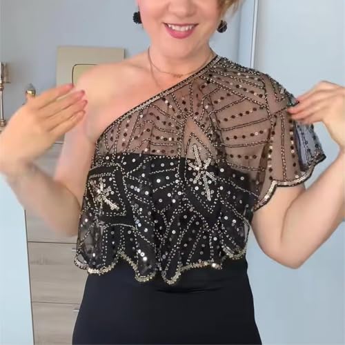 Beaded Shawl, Shawl Wraps for Evening Dresses Sequin Beaded Flapper Evening Shawls for Women Gatsby Accessories3