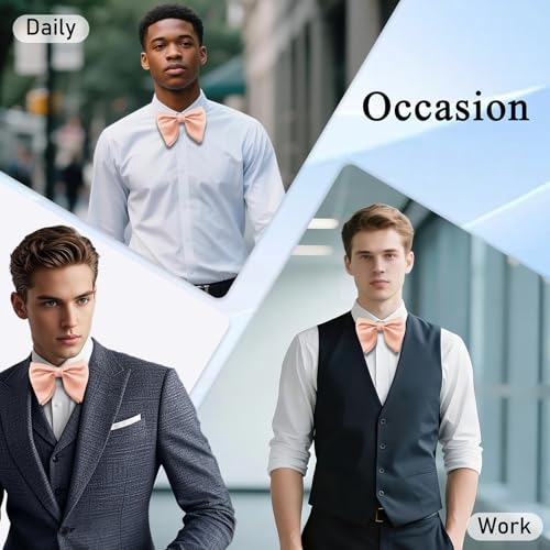 Image of Luckyvestir Oversized Bow Ties for Men, Pre Tied Clip on Men's Black Bowtie for Wedding Tuxedo Banquets Formal Wear