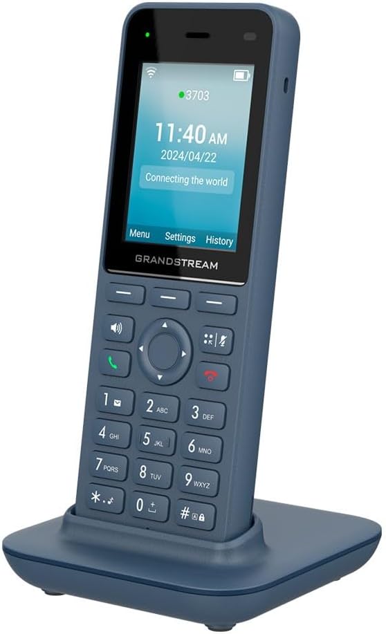 Grandstream WiFi Handset WP826 Wireless Wi-Fi IP Phone with Built-in Dual Band Wi-Fi 6 802.11a/b/g/n/ac/ax and 12 hours talk time.