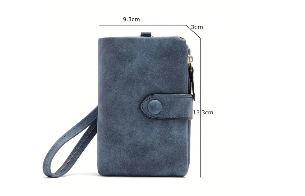 Tri-fold Short Women Wallets with Coin Zipper Pocket Frosted Soft Leather Ladies Purses Small Wallet(Coffee)2